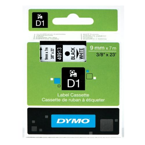 Dymo etiketten zwart op wit (40913 / S0720680), 9mm, gelamineerd