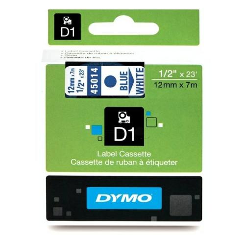 Dymo etiketten blauw op wit (45014 / S0720540), 12mm, gelamineerd