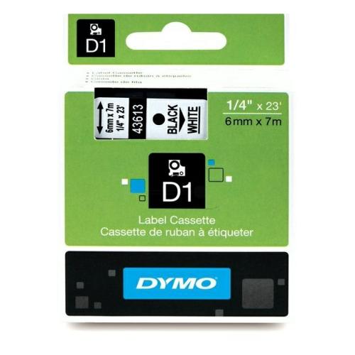 Dymo etiketten zwart op wit (43613 / S0720780), 6mm, gelamineerd