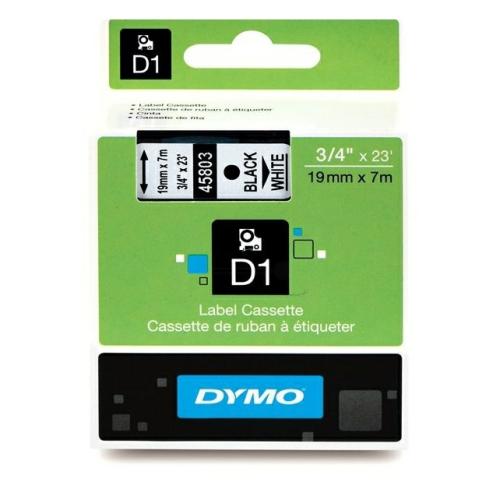 Dymo etiketten zwart op wit (45803 / S0720830), 19mm, gelamineerd