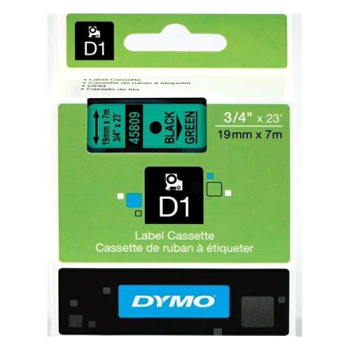 Dymo etiketten zwart op groen (45809 / S0720890), 19mm, gelamineerd