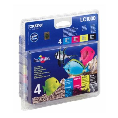 Brother inktcartridge zwart / cyaan / magenta / geel (LC1000VALBPDR / LC1000VAL) (multipack)