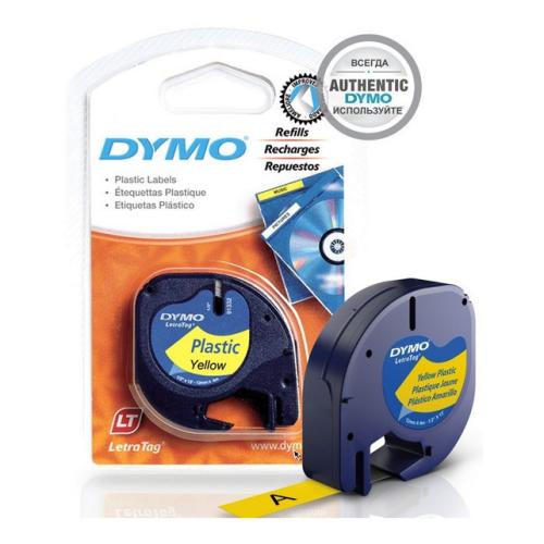 Dymo LetraTag tekstband geel (91202 / S0721620), 12mm