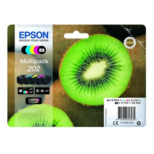 Epson inktcartridge zwart / zwarte foto / cyaan / magenta / geel (C13T02E74010 / 202) (multipack)