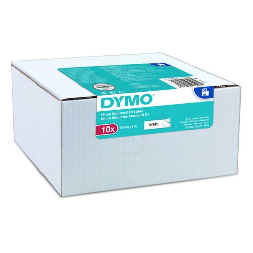 Dymo etiketten zwart op wit (2093098 / D1), 19mm