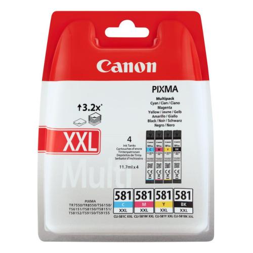 Canon inktcartridge zwart / cyaan / magenta / geel (1998C007 / CLI581XXL) (multipack, hoge capaciteit)