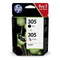 HP inktcartridge zwart / kleur (6ZD17AE / 305) (Dual-Pack, multipack)