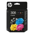 HP inktcartridge zwart / kleur (6L6S6UE / 308) (Dual-Pack, multipack)